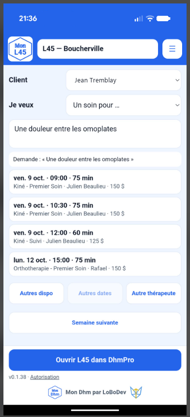 Mon Dhm : une douleur décrite en mots, et des soins proposés.